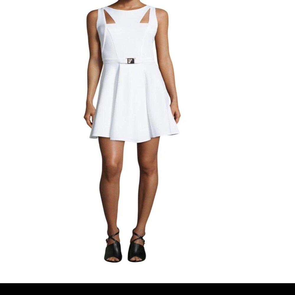 VERSACE COLLECTION White Cutout Runway Medusa Mini Dress Size 46